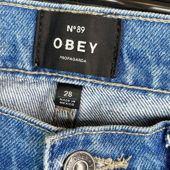 OBEY Propaganda No89 The Sundays Straight Jeans Boyish Cut High Waisted Blue 28 - Picture 9 of 15